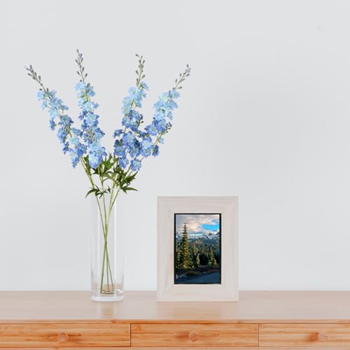 ZYTUYO 4PCS Light Blue Delphinium Artificial Flower 335 Long Larkspur Stem Plant Floral Silk Flowers Faux Bouquets for Tall Floor Vase Home Garden Outdoor Wedding Arrangement Decor H005FYC - Image 3