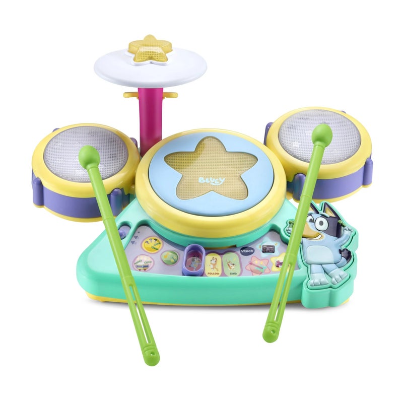 VTech Bluey Hooray Drum Set with Light-Up Pads, Music & Rhythm Games (Ages 3+) - Image 1