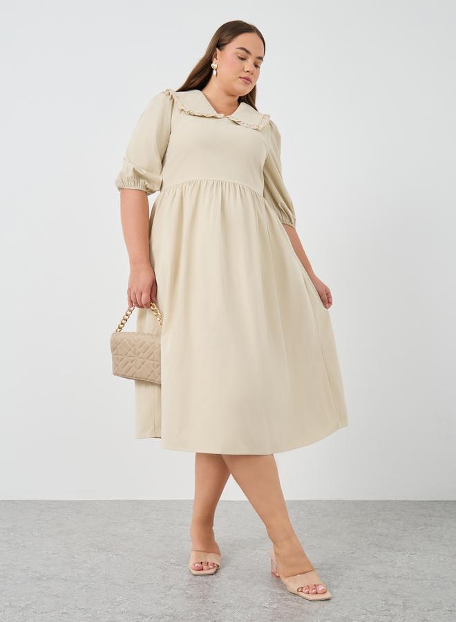 Styli Collared Poplin Midi Dress - Image 1