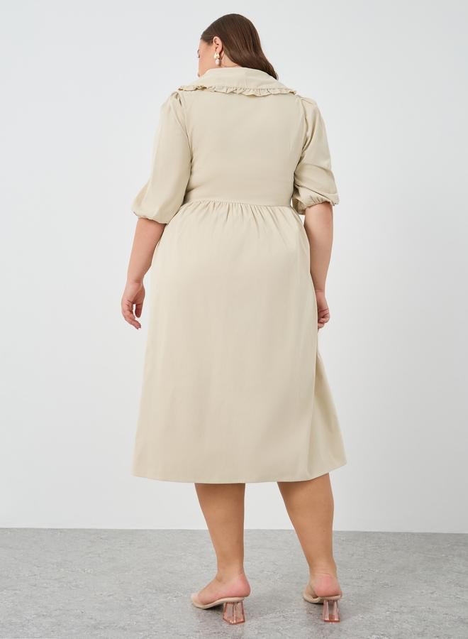 Styli Collared Poplin Midi Dress - Image 5