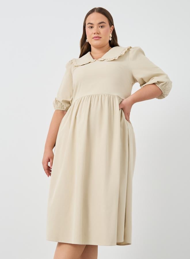 Styli Collared Poplin Midi Dress - Image 3