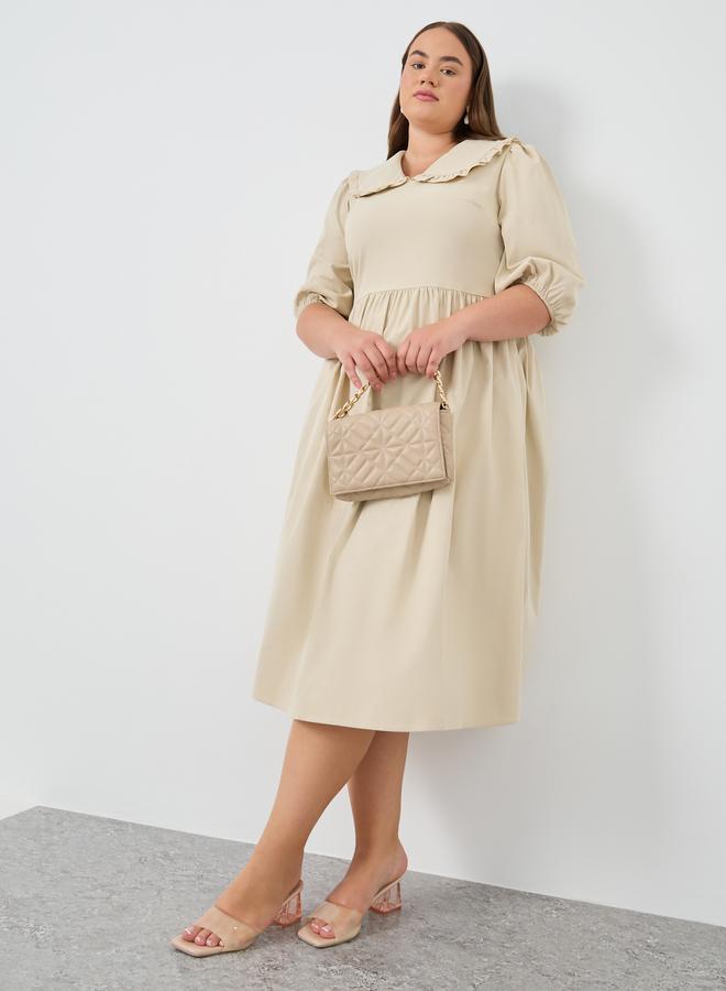 Styli Collared Poplin Midi Dress - Image 2
