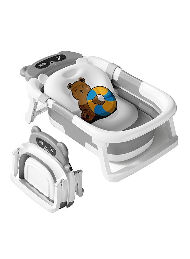 GUDOO حوض استحمام محمول للأطفال مع وسادة أطفال، حوض استحمام للأطفال الصغار قابل للطي - Image 1