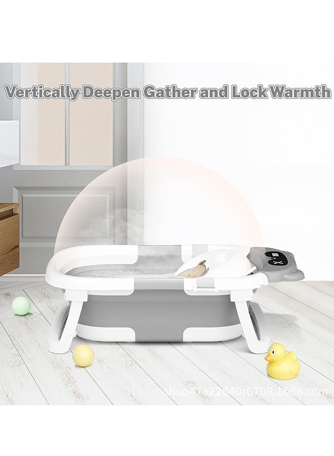 GUDOO حوض استحمام محمول للأطفال مع وسادة أطفال، حوض استحمام للأطفال الصغار قابل للطي - Image 4