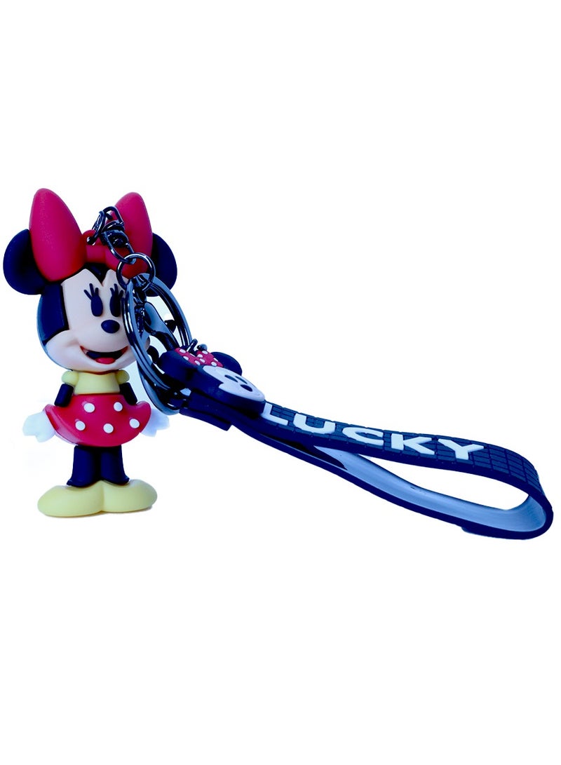 general Elegant Disney Keyring Lucky Mini Mouse Keychain for Kids Soft Silicone Cute Cartoon Key Chains Girls and Boys Bag Key Holder Rings Accessories.