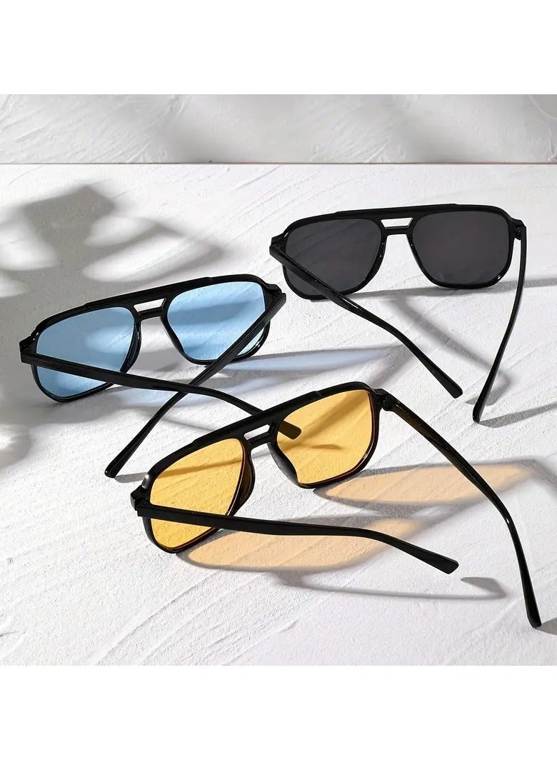 كوالتي 3 قطع، نظارات عصرية للجنسين، إطار مربع، نظارات عصرية للرجال والنساء، ألوان متنوعة - Image 2