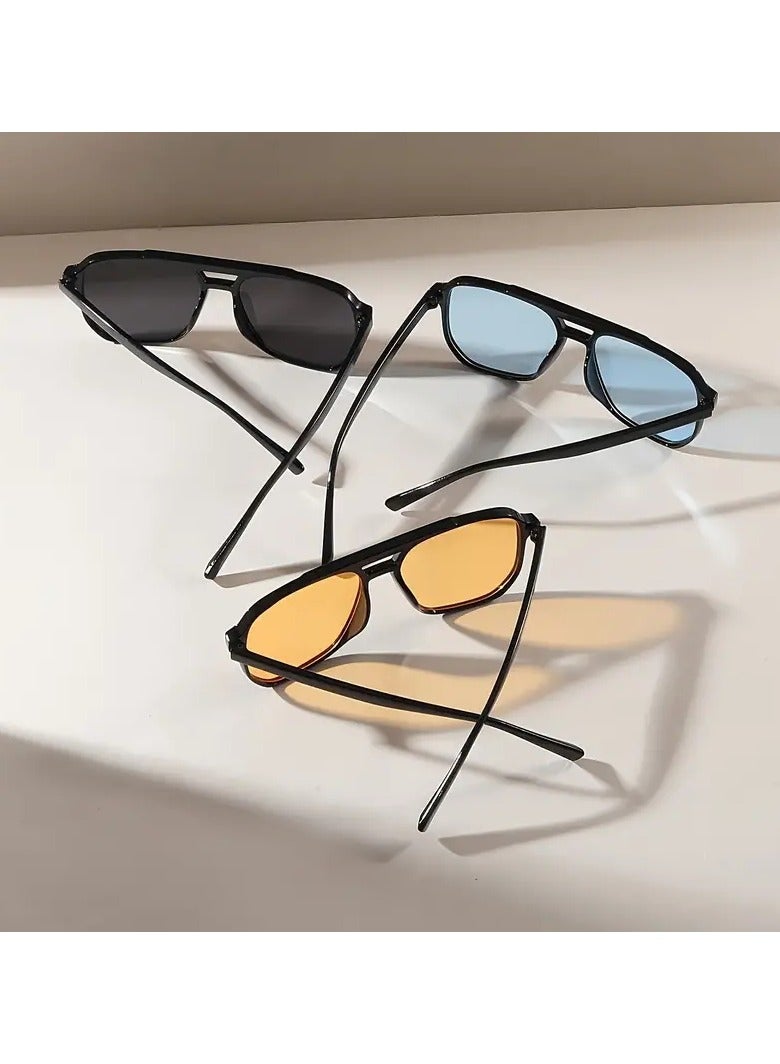 كوالتي 3 قطع، نظارات عصرية للجنسين، إطار مربع، نظارات عصرية للرجال والنساء، ألوان متنوعة - Image 4