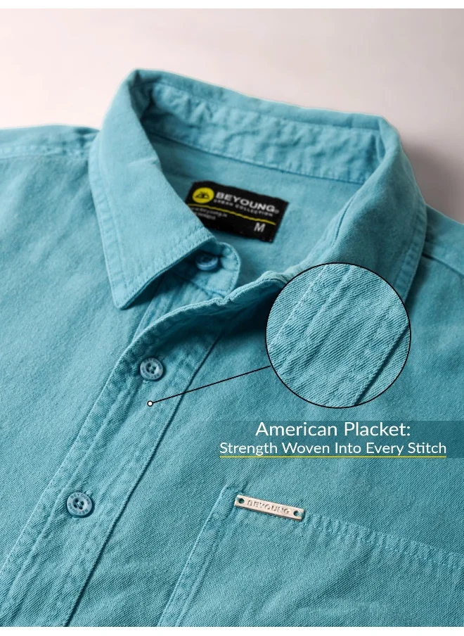 بيونغ Pacific Blue Over Dyed Shirt for Men