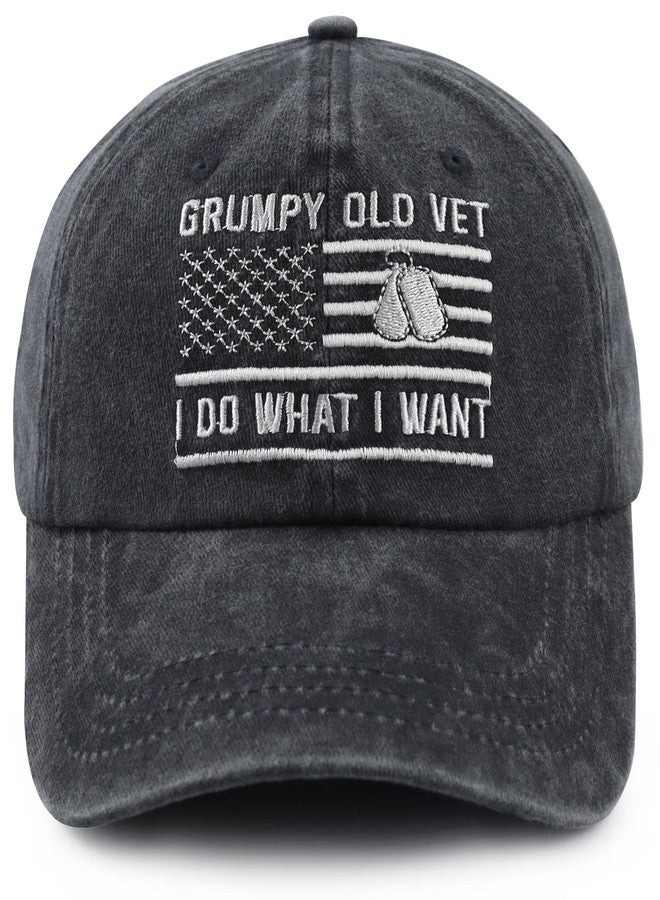 Wsaztulp Army Gifts for Men, Funny Grumpy Old Vet Hats, Military Veteran Baseball Cap, Christmas Father's Day Birthday Decorations for Dad Papa Grandpa Uncle - Image 1