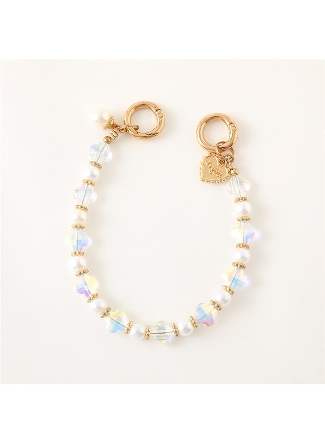 Pearl Beaded Phone Strap shaped pearl ,Beaded Phone Charms Strap,Crystal Bracelet Wrist Lanyard,Phone Case Accessories for Bag Wallet,  Cute Jewelry Gift for Girls, Birthday, Party Favors, Friendship Gifts - Image 1