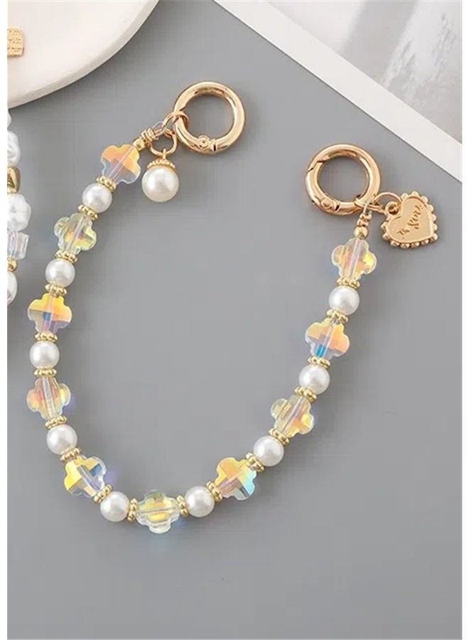 Pearl Beaded Phone Strap shaped pearl ,Beaded Phone Charms Strap,Crystal Bracelet Wrist Lanyard,Phone Case Accessories for Bag Wallet,  Cute Jewelry Gift for Girls, Birthday, Party Favors, Friendship Gifts - Image 2