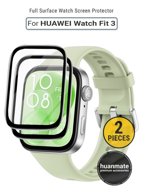 2 Pieces Huawei Watch Fit 3 Premium Screen Protector- Crisp Clarity, Ultimate Safety, Shield Against Smudges, Reliable Quality, Easy Installation & Removal