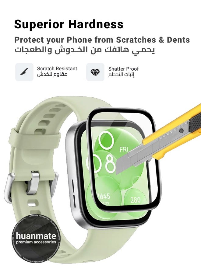2 Pieces Huawei Watch Fit 3 Premium Screen Protector- Crisp Clarity, Ultimate Safety, Shield Against Smudges, Reliable Quality, Easy Installation & Removal
