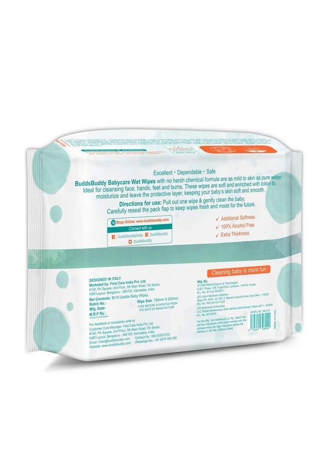 BuddsBuddy Cucumber Based Natural Wipes for Babies with Lid | Aloe Vera Extract & Castor Oil | Moisturizing wipes for baby skin | Antibacterial Baby Wipes | 400 pieces | Combo of 5 x 80 pieces - Image 2