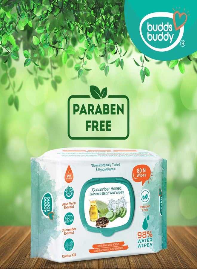 BuddsBuddy Cucumber Based Natural Wipes for Babies with Lid | Aloe Vera Extract & Castor Oil | Moisturizing wipes for baby skin | Antibacterial Baby Wipes | 400 pieces | Combo of 5 x 80 pieces - Image 4