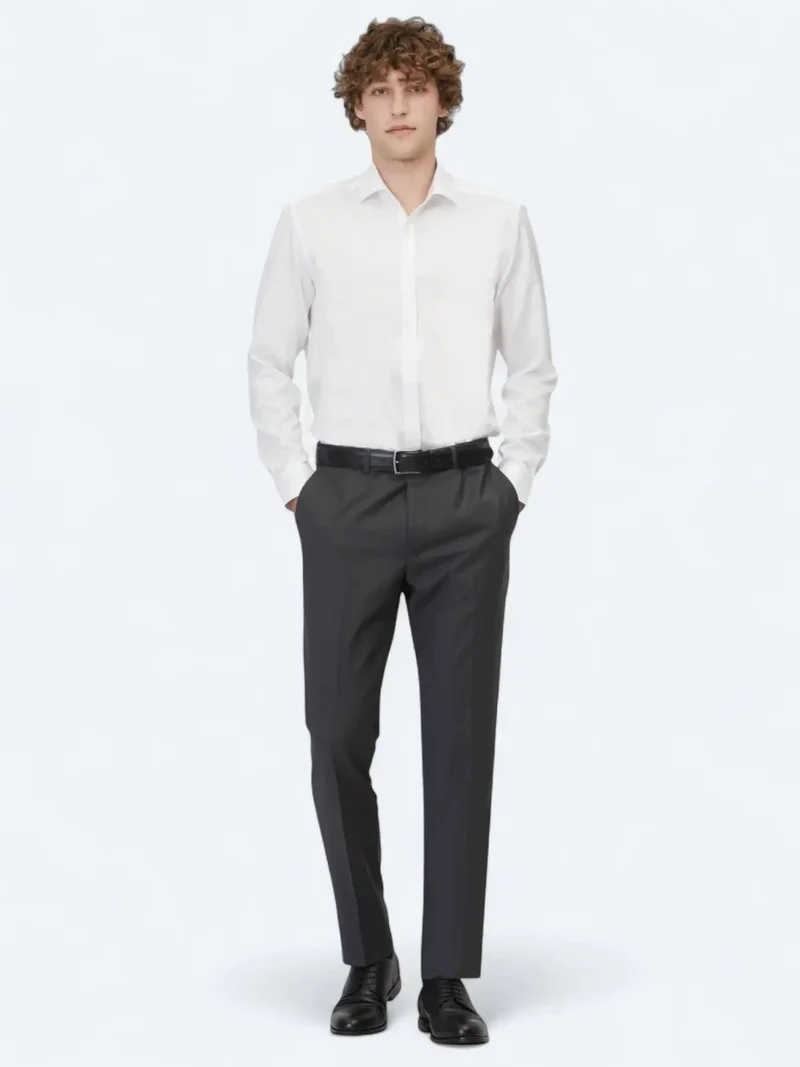 Kip Hard Coal Weaving Fitted Fit Classical Wool Blended Trousers