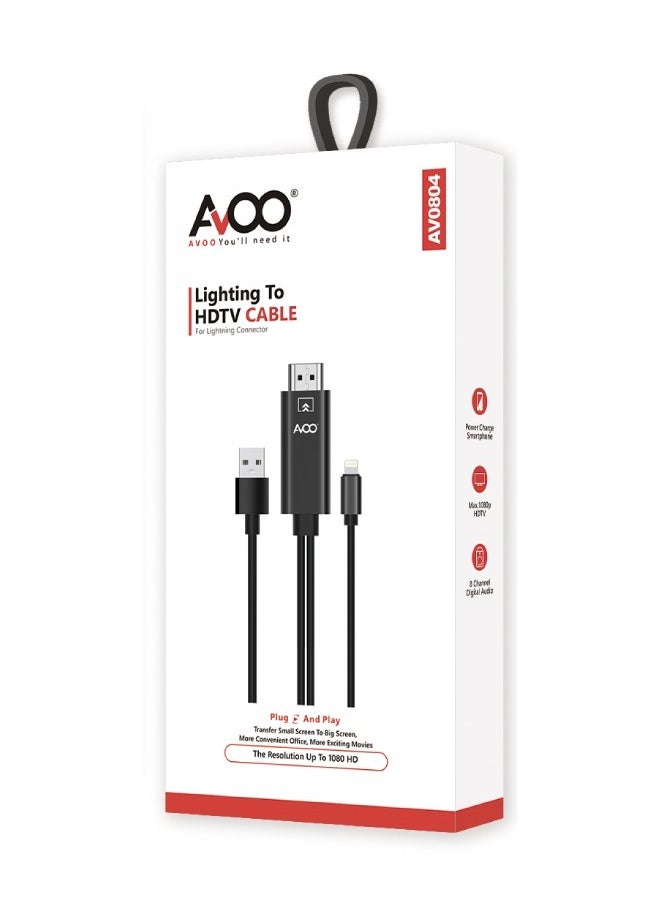 AVOO Lightning To HDMI Audio Cable 2M HD TV AV HDTV Video Adapter for Iphone 5S/6S/7  - Image 1