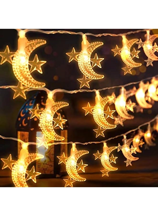 NIBEMINENT Ramadan & Eid Star & Moon String Lights – 40 LED, 20ft Decorative Lights for Indoor & Outdoor, Perfect for Iftar, Bedrooms, Islamic Decor, 2025 Ramadan Celebrations (Warm)  - Image 1