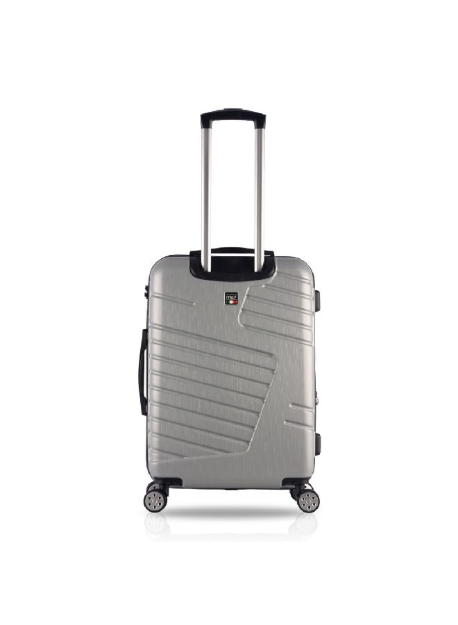 TUCCI طقم حقيبة سفر قابلة للتمدد بمقبض تلسكوبي من بوشيتي مكون من 3 قطع باللون الفضي 40 × 25 × 70 سم T0278-2 - Image 3