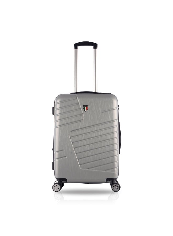 TUCCI طقم حقيبة سفر قابلة للتمدد بمقبض تلسكوبي من بوشيتي مكون من 3 قطع باللون الفضي 40 × 25 × 70 سم T0278-2 - Image 2