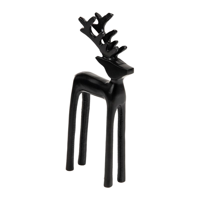 Mind Reader Modern Metal Reindeer Figurine Sleek Aluminum Winter Holiday Decor Rustic Contemporary Accent Black - Image 2