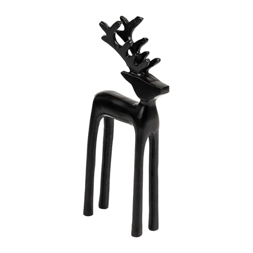 Mind Reader Modern Metal Reindeer Figurine Sleek Aluminum Winter Holiday Decor Rustic Contemporary Accent Black - Image 1