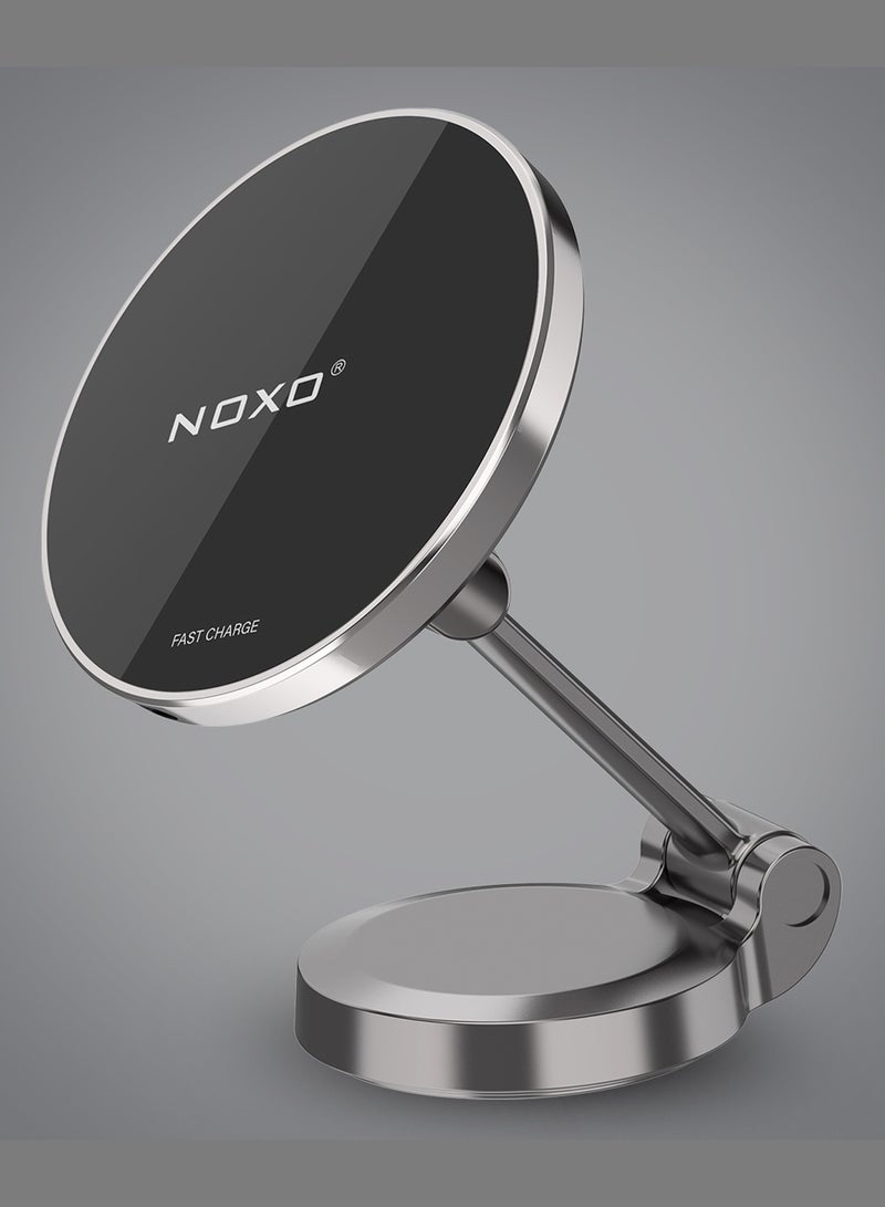 NOXO Magnetic Wireless Car Charger Holder HDN-8 – Fast Charging, Foldable & Hands-Free for iPhone, Samsung (Qi-Compatible) - Image 1