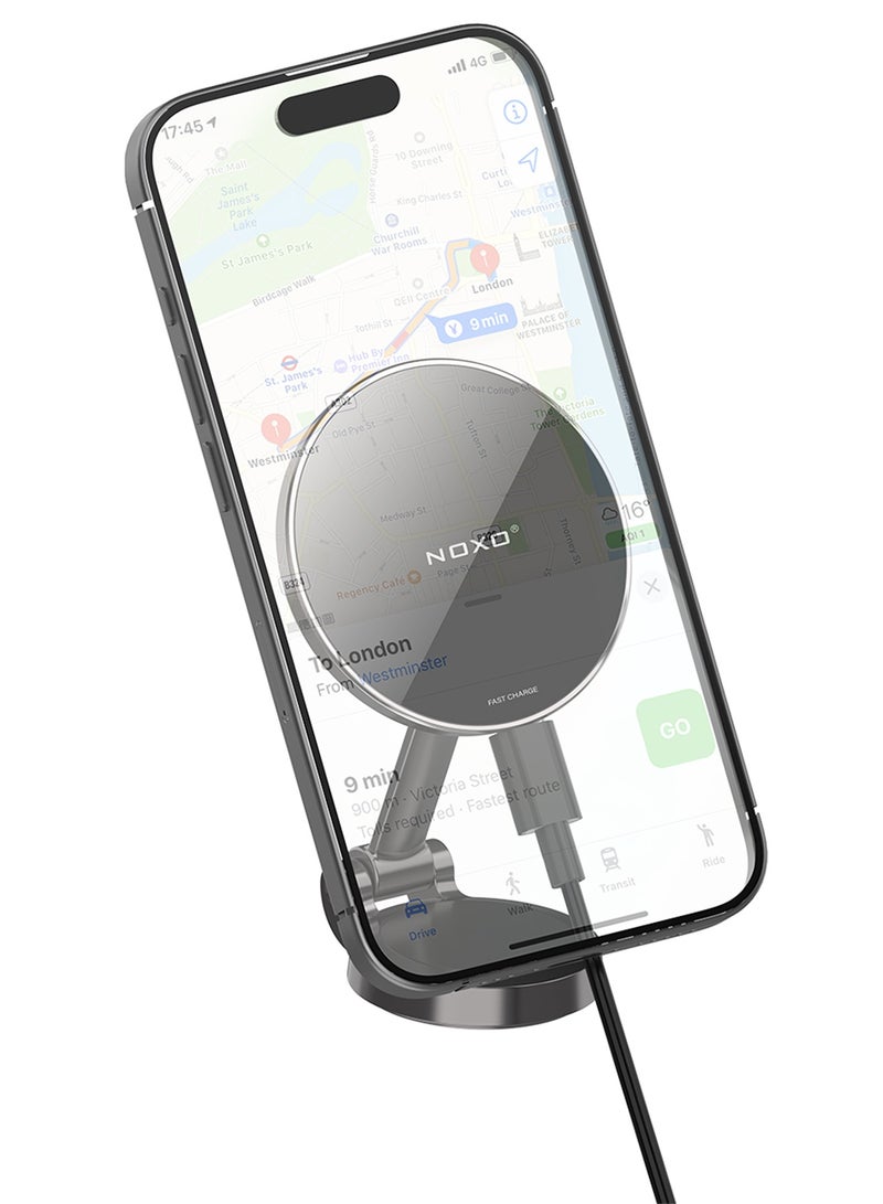 NOXO Magnetic Wireless Car Charger Holder HDN-8 – Fast Charging, Foldable & Hands-Free for iPhone, Samsung (Qi-Compatible) - Image 3