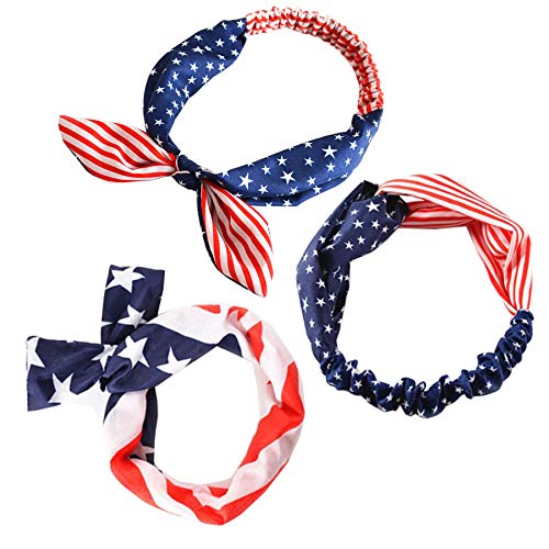 Patiky Women Hairbands Elastic Running Sport Headband Hair Accessories for 4th of July Stars Stripes Headwrap TS06N (New 3pcs) - Image 5