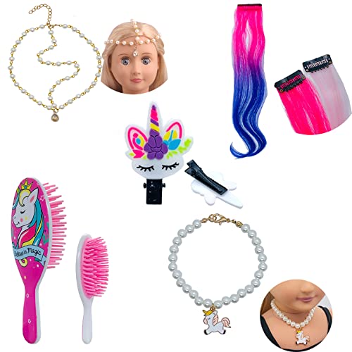 SAIBURAZ 18 inch Doll Hair Accessories for American OG Dolls Hair Brush Rainbown Unicorn Kit Accessories Girl DollsShaped Head Childrens GiftNo Doll - Image 5