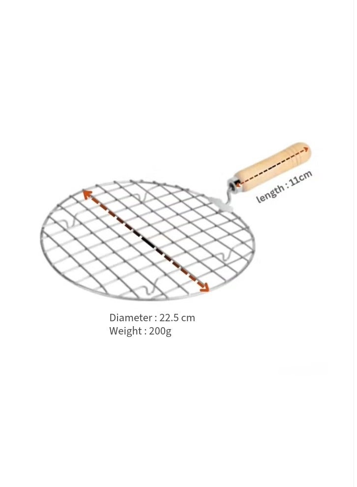 Ayda Round Roster Roti Papad Chapati Toast Paneer Grill Stand Wooden Handle Stainless Steel Net-Roaster - Image 3