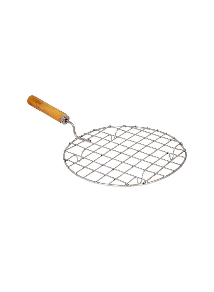 Ayda Round Roster Roti Papad Chapati Toast Paneer Grill Stand Wooden Handle Stainless Steel Net-Roaster - Image 1