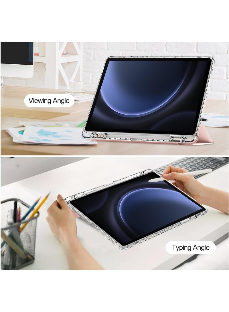 VKL Clear Case Compatible with Samsung Galaxy Tab S10 Lite (2025), Built-in Auto Sleep/Wake & Pen Slot & Stand Function, Transparent Anti-scratch Tablet Protective Cover (Pink) - Image 3