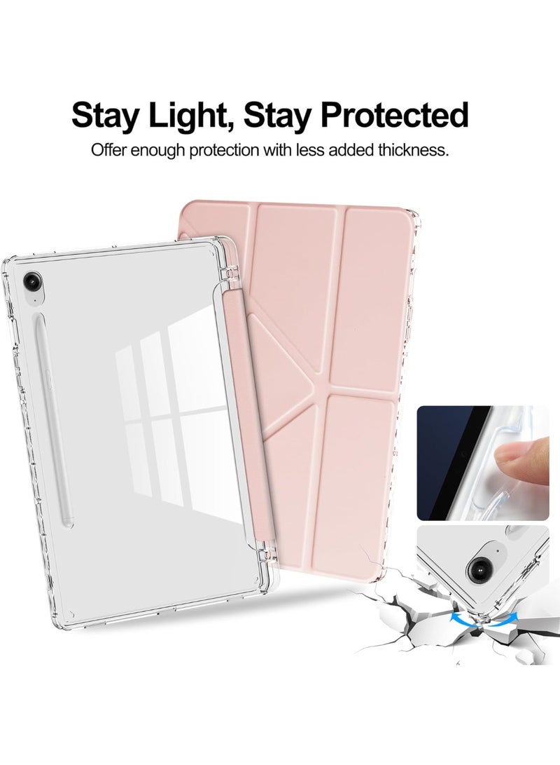 VKL Clear Case Compatible with Samsung Galaxy Tab S10 Lite (2025), Built-in Auto Sleep/Wake & Pen Slot & Stand Function, Transparent Anti-scratch Tablet Protective Cover (Pink) - Image 4