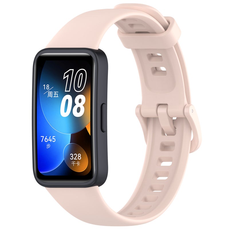 erorex For Huawei Band 10 / 9 / 8 Solid Color Colorful Buckle Silicone Watch Band(Light Pink) - Image 1