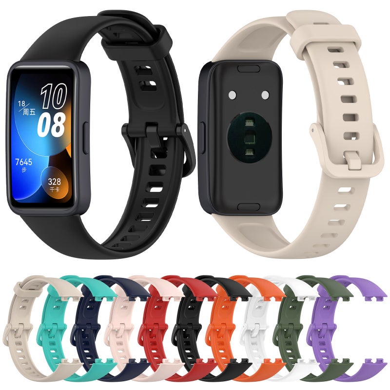 erorex For Huawei Band 10 / 9 / 8 Solid Color Colorful Buckle Silicone Watch Band(Light Pink) - Image 5