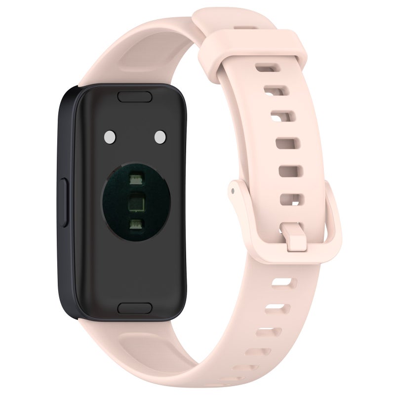 erorex For Huawei Band 10 / 9 / 8 Solid Color Colorful Buckle Silicone Watch Band(Light Pink) - Image 2
