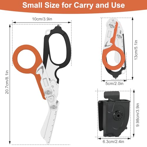 Lemasa 6-in-1 trauma shears - emergency responders, outdoor emergencies, medical staff, and outdoor camping, Gift box packaging with scissors storage K sheaths (Black Orange) - Image 2