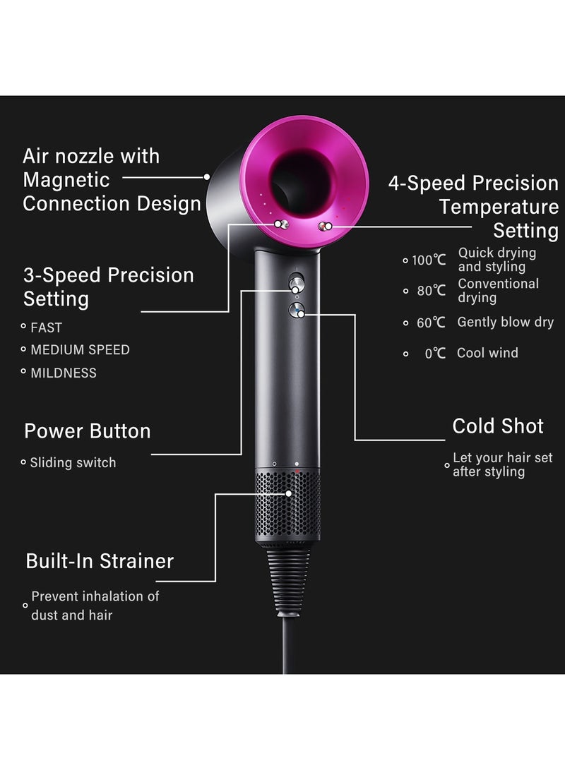 Hair Supersonic Blow Hair, 1600W Professional Ionic Hair Styles Tools with Intelligent Temperature Control Protection for Hair Care, 5 Magnetic Attachments - Image 3