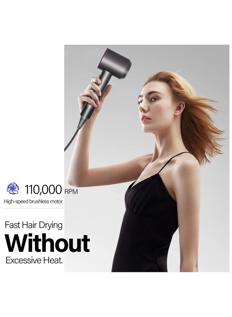 Hair Supersonic Blow Hair, 1600W Professional Ionic Hair Styles Tools with Intelligent Temperature Control Protection for Hair Care, 5 Magnetic Attachments - Image 5