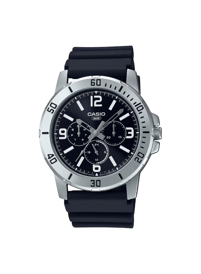 Casio MTP-VD300-1B Men's Analog Watch Black Resin Strap Black Dial