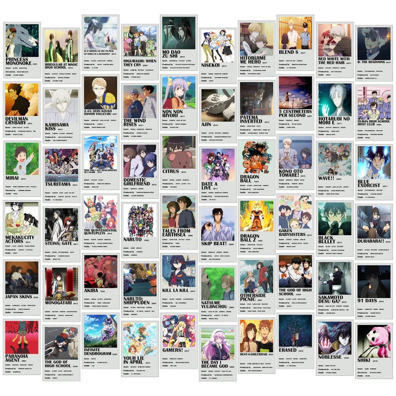 Fardes Anime Posters Anime Collage Kit 60 pcs Anime Poster Set Anime Stuff for Anime Decor Anime Wall Decor for Anime Wall Art Cute Anime Wall Collage Anime Merch for Anime Decor Anime Gift Box
