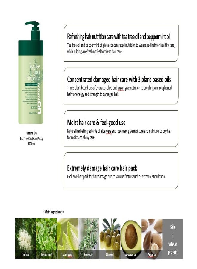 Daeng Gi Meo Ri - Tea Tree Cool Hair Pack, Scalp and Hair Nutrtion Care with Tea tree Oil, Freshness to Oily Scalp, Moisture to Dry Hair, 1000ml - Image 4