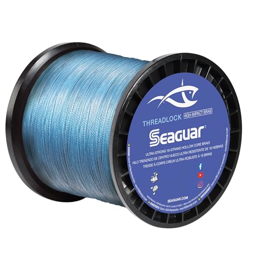 Seaguar Threadlock Fishing Line, 16 Strand Hollow Core Braid, High Visibility Blue, 100lbs, 600yds Break Strength/Length - 100S16B600 - Image 1