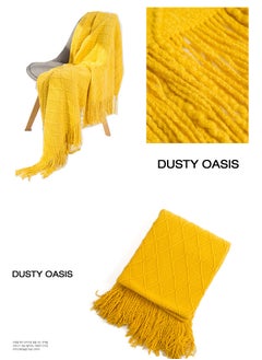 Sharpdo Office Air Conditioning Sofa Four Seasons Solid Color Tassel Shawl Knitted Blanket 127*172cm  - Image 4
