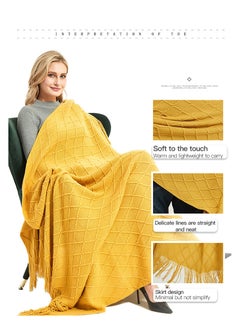 Sharpdo Office Air Conditioning Sofa Four Seasons Solid Color Tassel Shawl Knitted Blanket 127*172cm  - Image 3