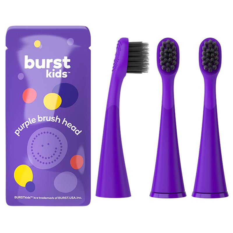 BURST Genuine Replacement Heads for Kids Electric Toothbrush (Purple/3 Pack) | Perfect Fit | Ultra Soft Bristles | 9 Months of Supply - Image 1