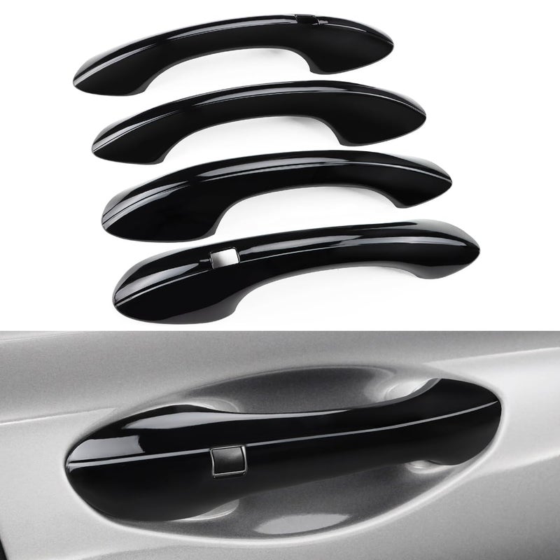 DLOVEG Exterior Door Handle Cover Compatible for Hyundai Santa Fe 2019 2020 2021 2022 2023 Accessories Door Handle Protector Trim with 2 Sensors Openings Golssy Black