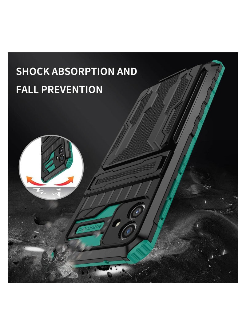 Protective Cover for Samsung Galaxy A04 4G/ Samsung Galaxy M13 5G Wallet Case with Credit Card Holder Stand Kickstand Slim Rugged Shockproof Heavy Duty Defender Armor  - Image 3