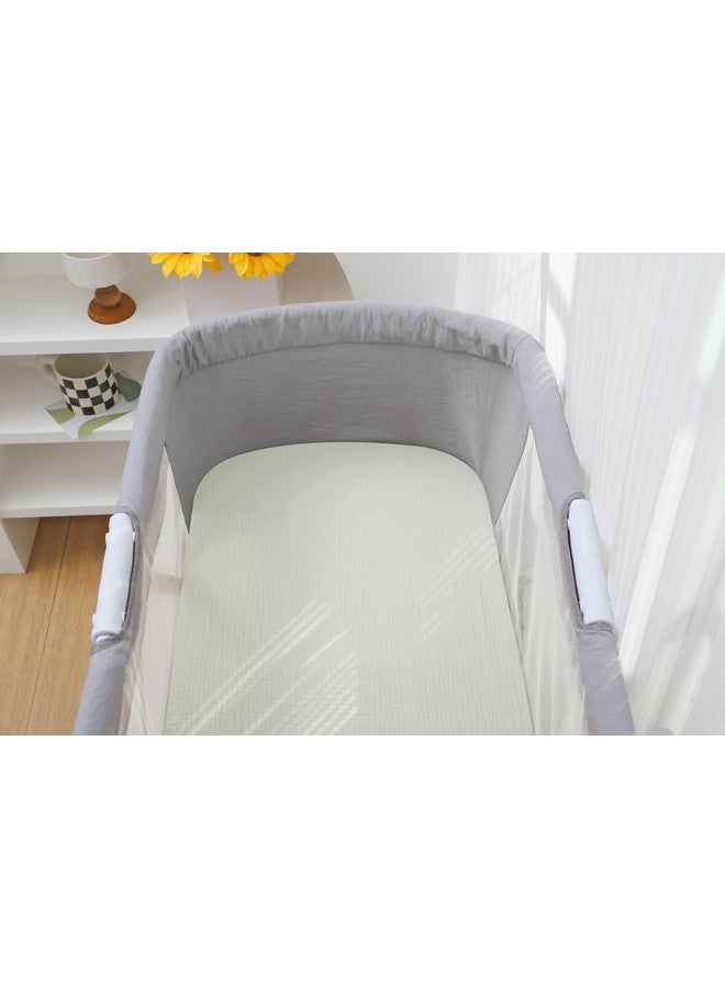 Onacosht Muslin Bassinet Sheets 35" X 20" Compatiable with AMKE 3 in 1 Bassinets, MiClassic, Uiuwoo, Foalom, YADAQE, Milliard and TCBunny Bassinet, 100% Cotton Breathable and Soft 2 Pack, Fog and Beige - Image 5